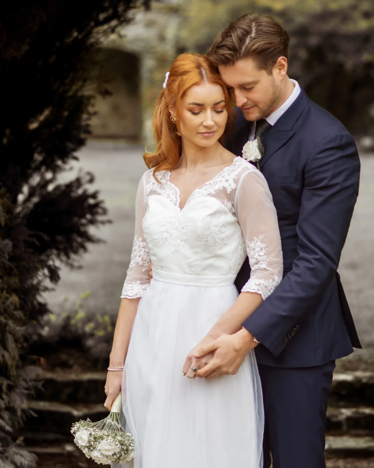 Bride and groom sharing a quiet moment